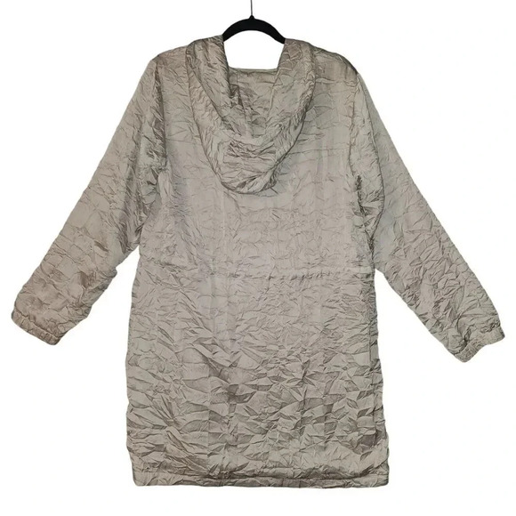 J. Jill Hooded Anorak Jacket Women Ivory Size Medium Zipper Waterproof - Picture 2 of 7